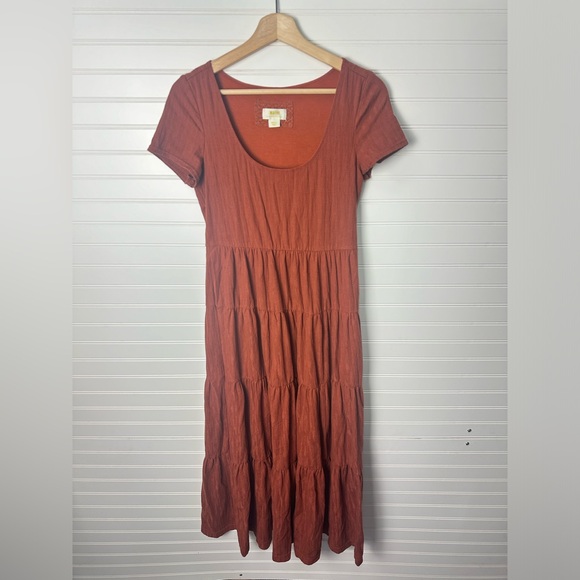 Maeve Anthropologie Gillian Tiered Maxi Dress Rust Color - Picture 3 of 7